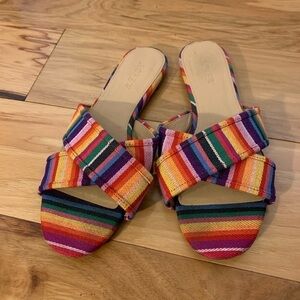 J crew Cora criss cross rainbow stripe sandals. 7